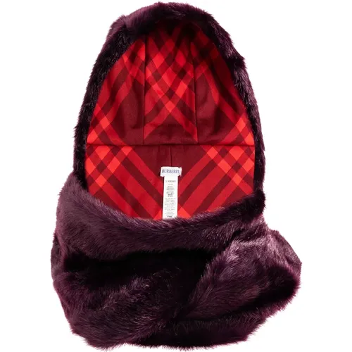 Faux fur hooded scarf , unisex, Sizes: ONE SIZE - Burberry - Modalova