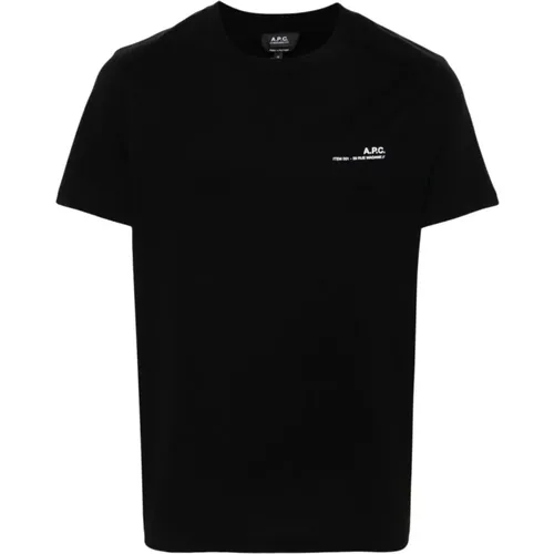 Schwarzes Baumwoll-Jersey T-Shirt , Herren, Größe: L - A.P.C. - Modalova