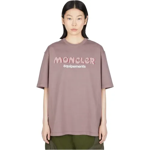 Logo Print Baumwoll T-Shirt Moncler - Moncler - Modalova