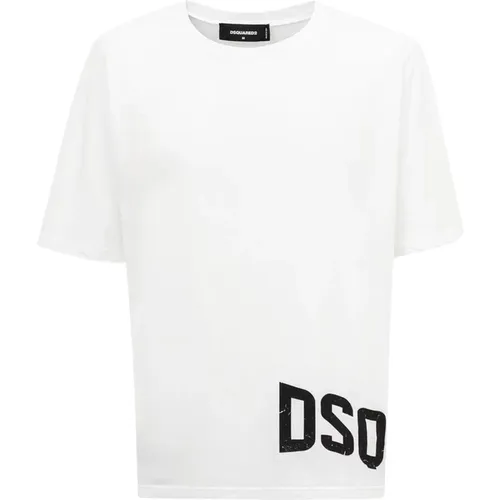 Klassisches Weißes Baumwoll-T-Shirt , Herren, Größe: M - Dsquared2 - Modalova