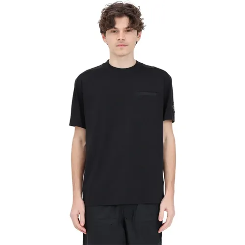 Schwarzes Jeans T-Shirt mit Logo-Patch , Herren, Größe: L - Calvin Klein Jeans - Modalova