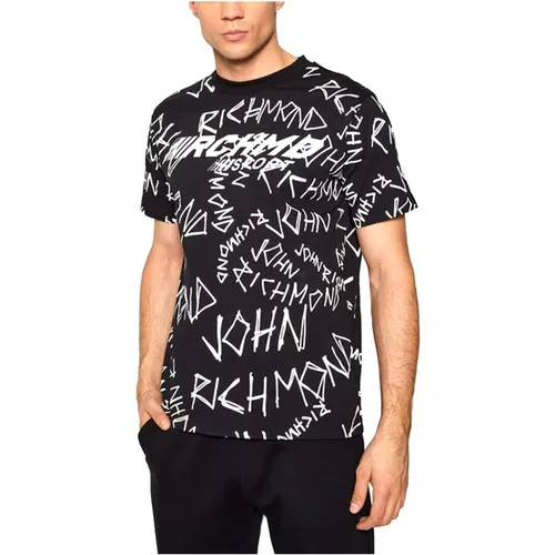 Baumwoll Herren T-Shirt mit Frontdruck , Herren, Größe: S - John Richmond - Modalova