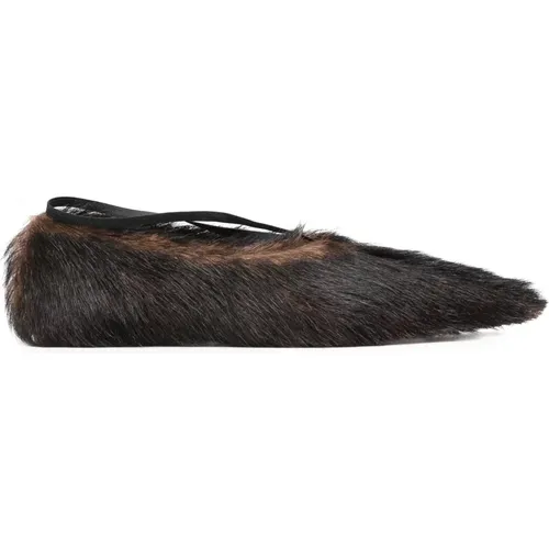 Fur Ballet Flats , female, Sizes: 5 UK, 4 1/2 UK, 5 1/2 UK - Plan C - Modalova