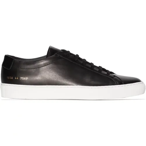 Schwarze Leder Sneakers Gold Logo - Common Projects - Modalova