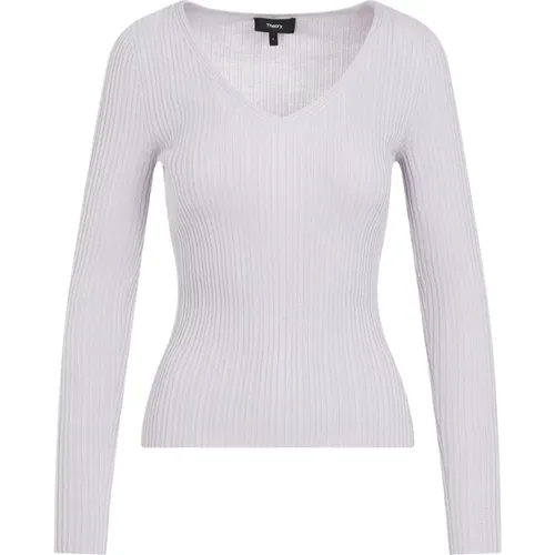 Lilac V-Neck Sweater , female, Sizes: M - Theory - Modalova