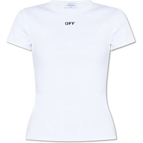 Crop T-Shirt mit Logo Off White - Off White - Modalova