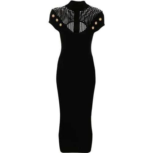 Button-Embellished Cutout Midi Dress , female, Sizes: M - Balmain - Modalova