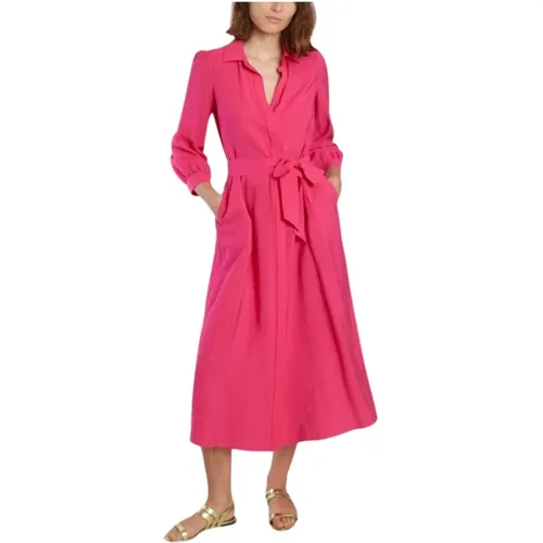 Fuchsia Langarm Hemdkragen Kleid - BA&SH - Modalova