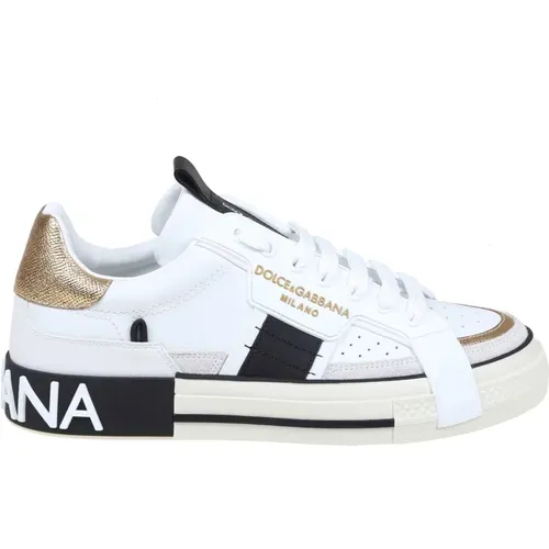 Men's Shoes Sneakers White / Gold Ss24 , male, Sizes: 7 UK, 6 1/2 UK - Dolce & Gabbana - Modalova