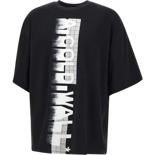 Schwarzes Baumwoll-T-Shirt mit Frontlogo , Herren, Größe: L - A-COLD-WALL - Modalova