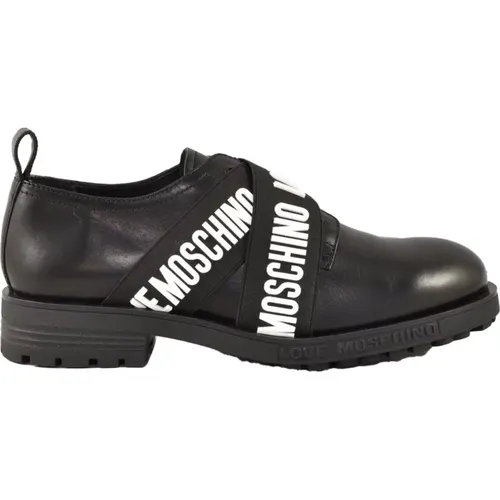 Leather Sneakers with Rubber Sole , female, Sizes: 4 UK, 2 UK, 5 UK - Love Moschino - Modalova