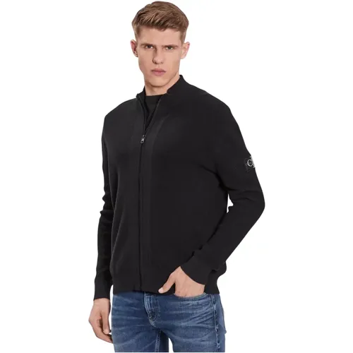 Schwarzer Core Badge Pullover für Männer , Herren, Größe: XL - Calvin Klein Jeans - Modalova