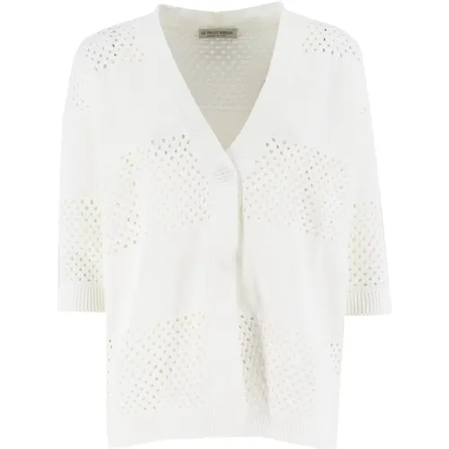 Linen Mesh Stitch Cardigan , female, Sizes: XS - Le Tricot Perugia - Modalova