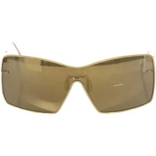 Shield Sonnenbrille mit champagnerfarbener verspiegelter Linse , Damen, Größe: ONE Size - Frankie Morello - Modalova