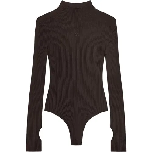 Ribbed Bodysuit with High Neck , female, Sizes: M, XS, S - Courrèges - Modalova