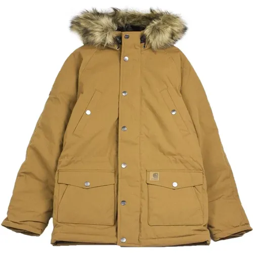 Herren Trapper Parka Jacke in Braun/Schwarz , Herren, Größe: S - Carhartt WIP - Modalova