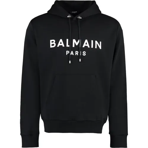 Baumwoll-Hoodie mit Rippbündchen , Herren, Größe: L - Balmain - Modalova