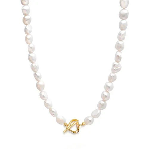 Barockperlen Halskette mit Herzverschluss , Damen, Größe: ONE Size - Nialaya - Modalova