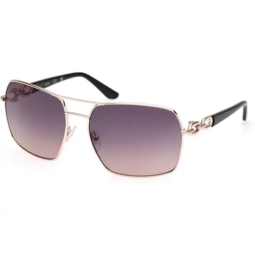 Rose Gold Sunglasses with Black Lenses , male, Sizes: 63 MM - Guess - Modalova