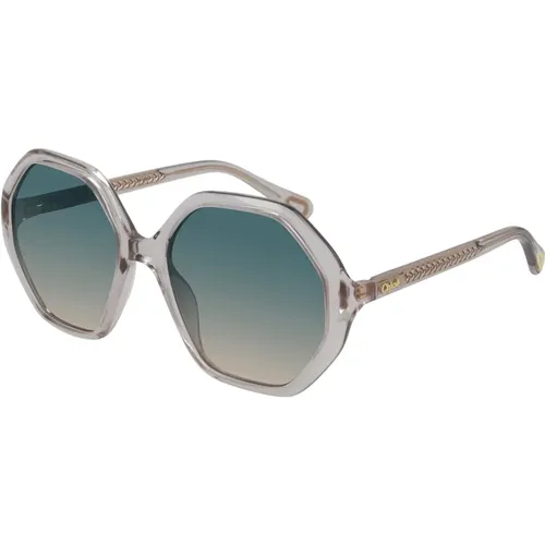 Junior Sunglasses Grey/Green Shaded , unisex, Sizes: 51 MM - Chloé - Modalova