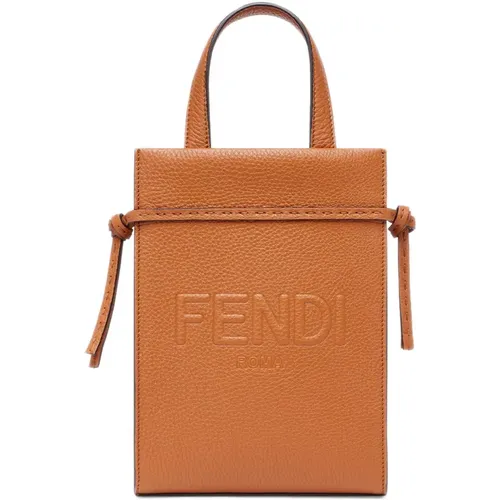 Leather Cross Body Bag with 3D-effect Logo , male, Sizes: ONE SIZE - Fendi - Modalova