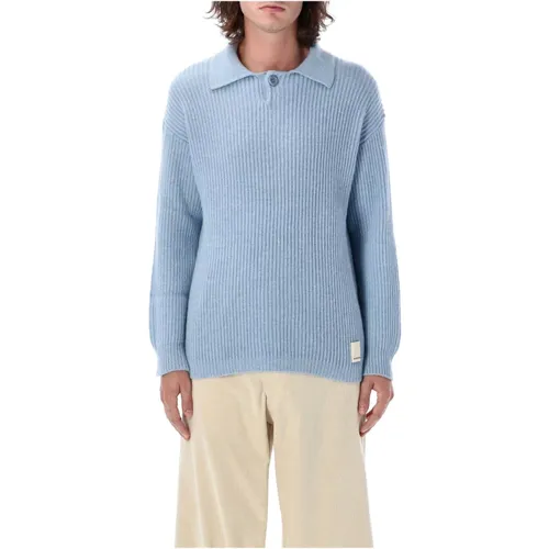 Hellblauer Strickpolo Pullover , Herren, Größe: S - Emporio Armani - Modalova