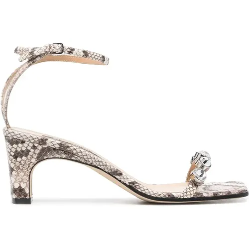 Braune Leder Sandalen mit Schlangenhaut-Effekt und hohem Absatz , Damen, Größe: 40 EU - Sergio Rossi - Modalova