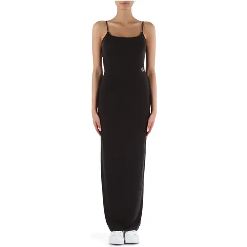 Langes Kleid mit Logodruck , Damen, Größe: XL - Calvin Klein Jeans - Modalova