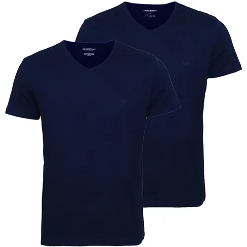 T-Shirt 2er Pack T-Shirts V-Ausschnitt , Herren, Größe: M - Emporio Armani - Modalova