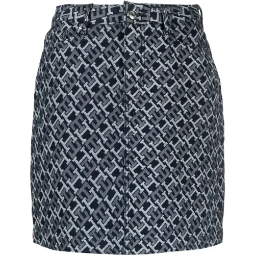 Denim short monogram skirt , female, Sizes: S, M - Tommy Hilfiger - Modalova
