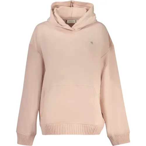 Rosa Hoodie mit zentraler Tasche und Logo , Damen, Größe: S - Calvin Klein - Modalova