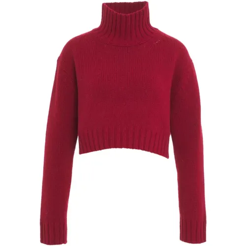 Cropped Turtleneck Sweater Knitwear , female, Sizes: M - Roberto Collina - Modalova