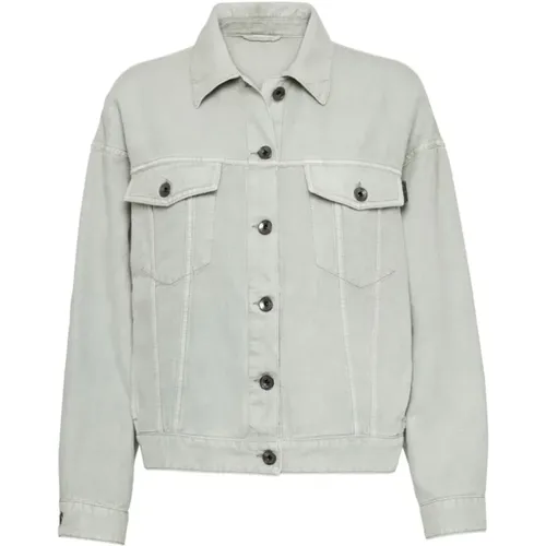 Monili-detail Denim Jacket jacket , female, Sizes: S - BRUNELLO CUCINELLI - Modalova