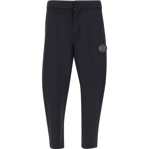 Crepe Trousers Regular Fit , male, Sizes: S, M - Emporio Armani EA7 - Modalova