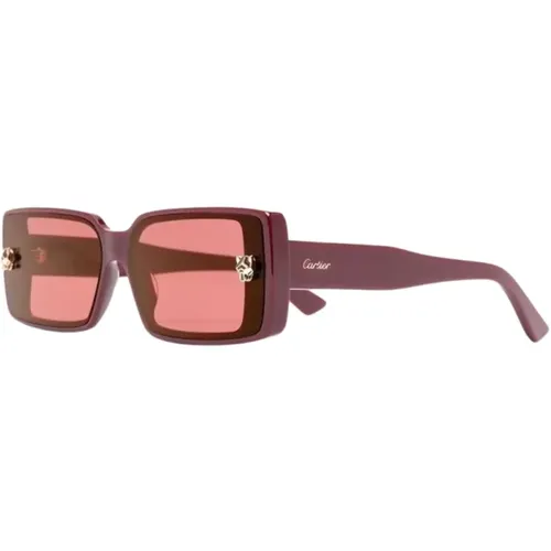 Rote Sonnenbrille für den täglichen Gebrauch , Damen, Größe: 64 MM - Cartier - Modalova