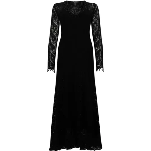 Häkelstrick V-Ausschnitt Kleid - Blugirl - Modalova