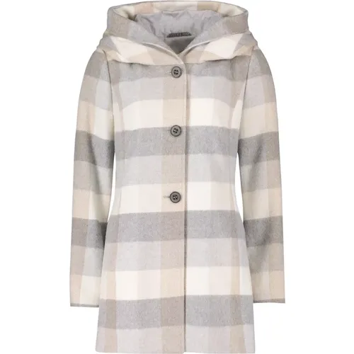 Hooded Checkered Short Coat , female, Sizes: L, S, XL - Amber & June - Modalova