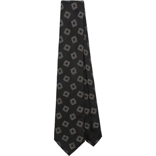 Schwarze Gewebte Jacquard Krawatte , Herren, Größe: ONE Size - Emporio Armani - Modalova