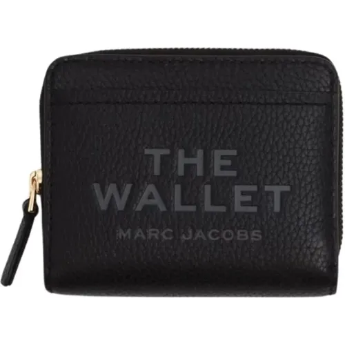 Grained Leather Wallet with Logo Print , female, Sizes: ONE SIZE - Marc Jacobs - Modalova