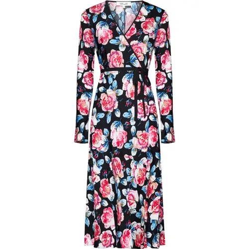Rose Print Wrap Dress , female, Sizes: M - Diane Von Furstenberg - Modalova