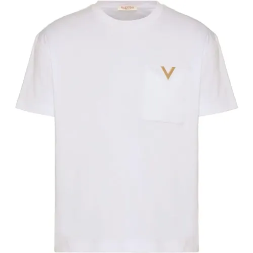 Goldfarbenes Logo Baumwoll T-shirts und Polos , Herren, Größe: XL - Valentino Garavani - Modalova