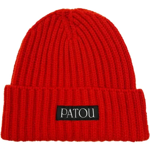 Stylische Rote Beanie-Mütze , unisex, Größe: ONE Size - Patou - Modalova