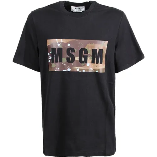 Logo Print Crew-neck T-shirt , male, Sizes: L, M, XL, S - Msgm - Modalova