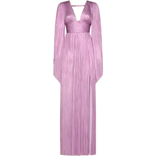 Iridescent Silk Pleated V-Neck Dress , female, Sizes: S, M, XS - Maria Lucia Hohan - Modalova