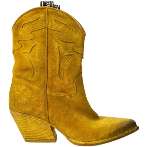 Citron Suede Texano Cowboy Stiefel , Damen, Größe: 37 EU - Elena Iachi - Modalova