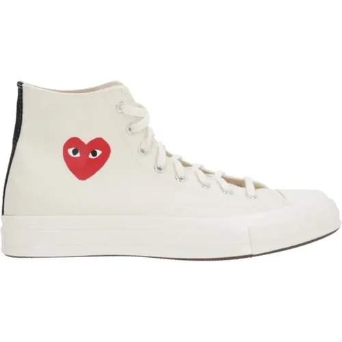 High-Top Canvas Sneakers mit Herzdruck , Herren, Größe: 41 EU - Comme des Garçons Play - Modalova