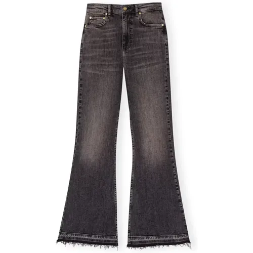 Schwarze Raw Edge Denim Flare Jeans , Damen, Größe: W26 - Ganni - Modalova