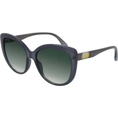 Grey/Green Shaded Sonnenbrillen , Damen, Größe: 57 MM - Gucci - Modalova