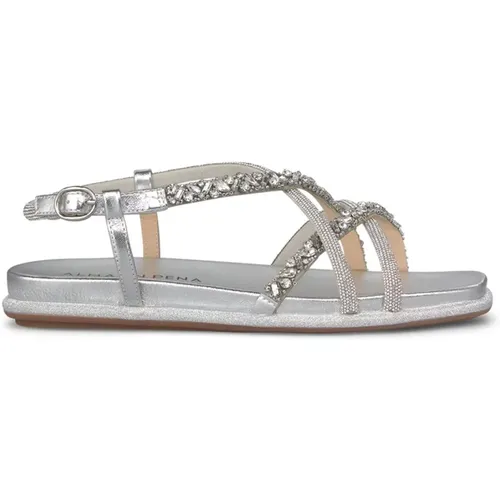 Sparkling strap sandal , female, Sizes: 4 UK, 2 UK, 6 UK, 3 UK, 9 UK, 5 UK, 8 UK, 7 UK - Alma en Pena - Modalova