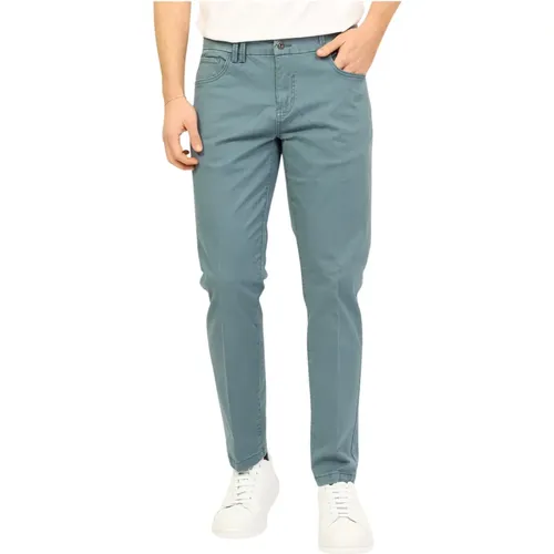 White Cotton Slim Fit 5-Pocket Trousers , male, Sizes: W30, W34, W32, W31 - YES ZEE - Modalova